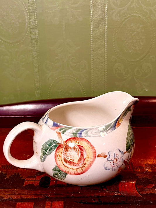Vintage Floral Ceramic Gravy Boat Sauce Jug Approx. 6 Inch