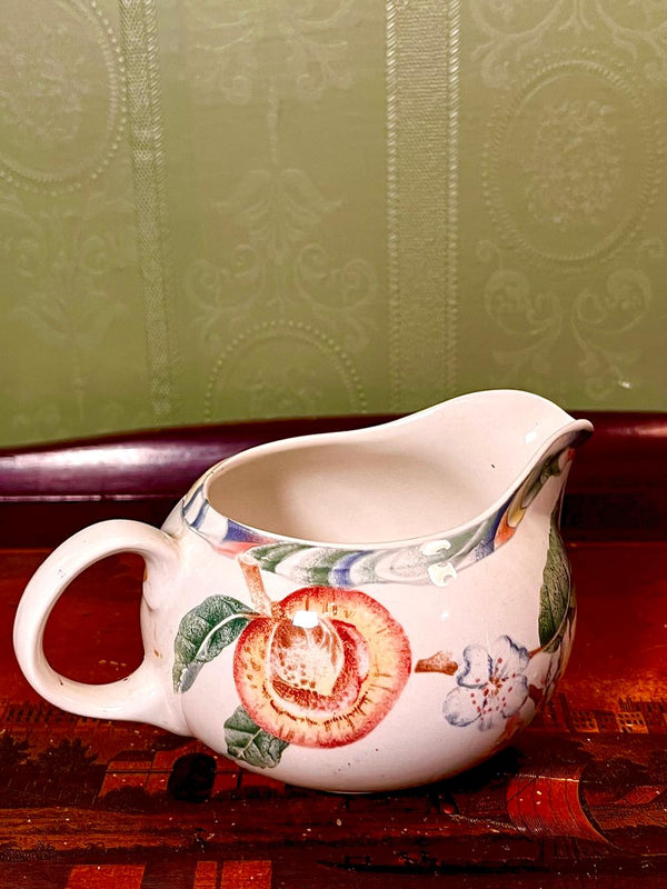 Vintage Floral Ceramic Gravy Boat Sauce Jug Approx. 6 Inch