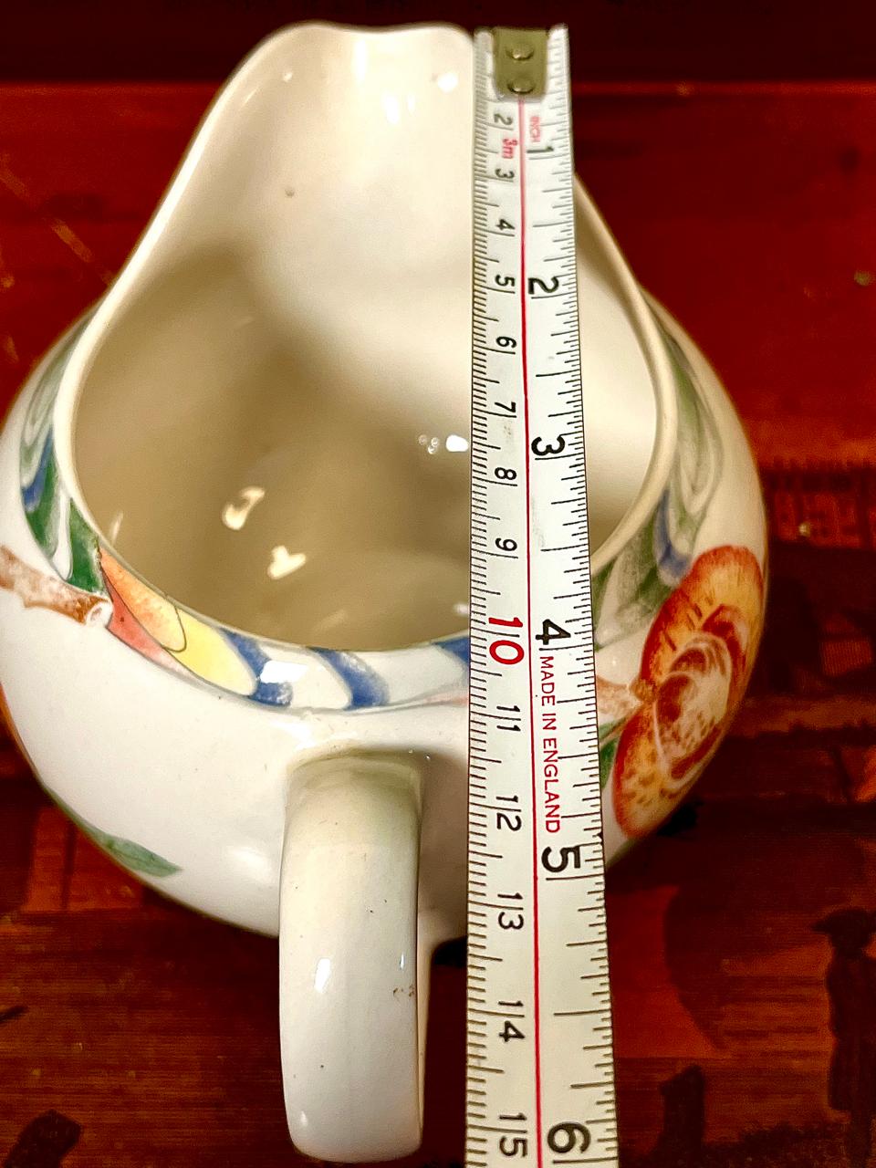 Vintage Floral Ceramic Gravy Boat Sauce Jug Approx. 6 Inch