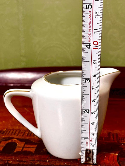 White Ceramic Milk Jug Gold Trim Approx. 3.25 Inch