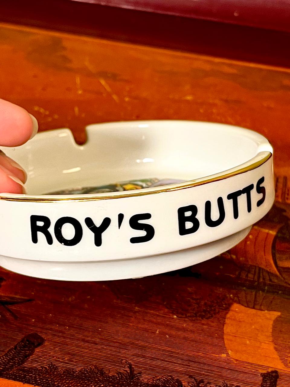 Vintage Las Vegas Roy’s Butt’s Ceramic Ashtray 5 Inch