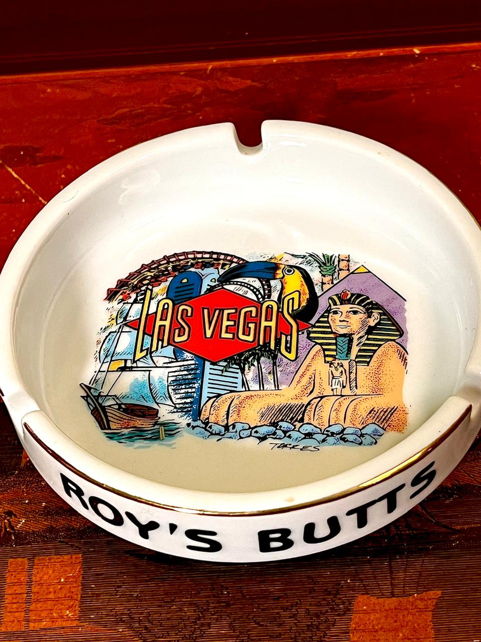 Vintage Las Vegas Roy’s Butt’s Ceramic Ashtray 5 Inch