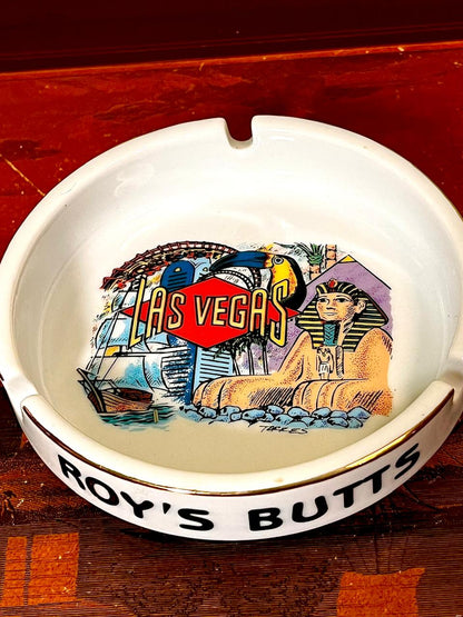 Vintage Las Vegas Roy’s Butt’s Ceramic Ashtray 5 Inch
