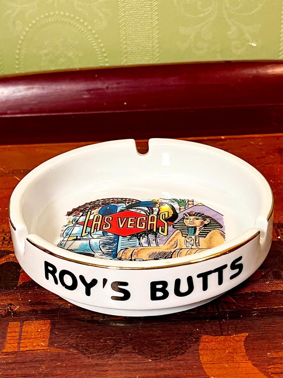 Vintage Las Vegas Roy’s Butt’s Ceramic Ashtray 5 Inch