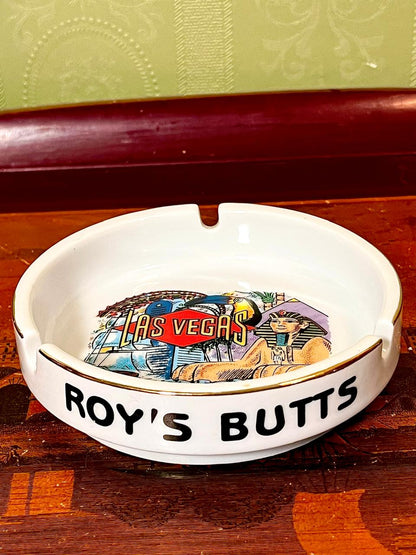 Vintage Las Vegas Roy’s Butt’s Ceramic Ashtray 5 Inch