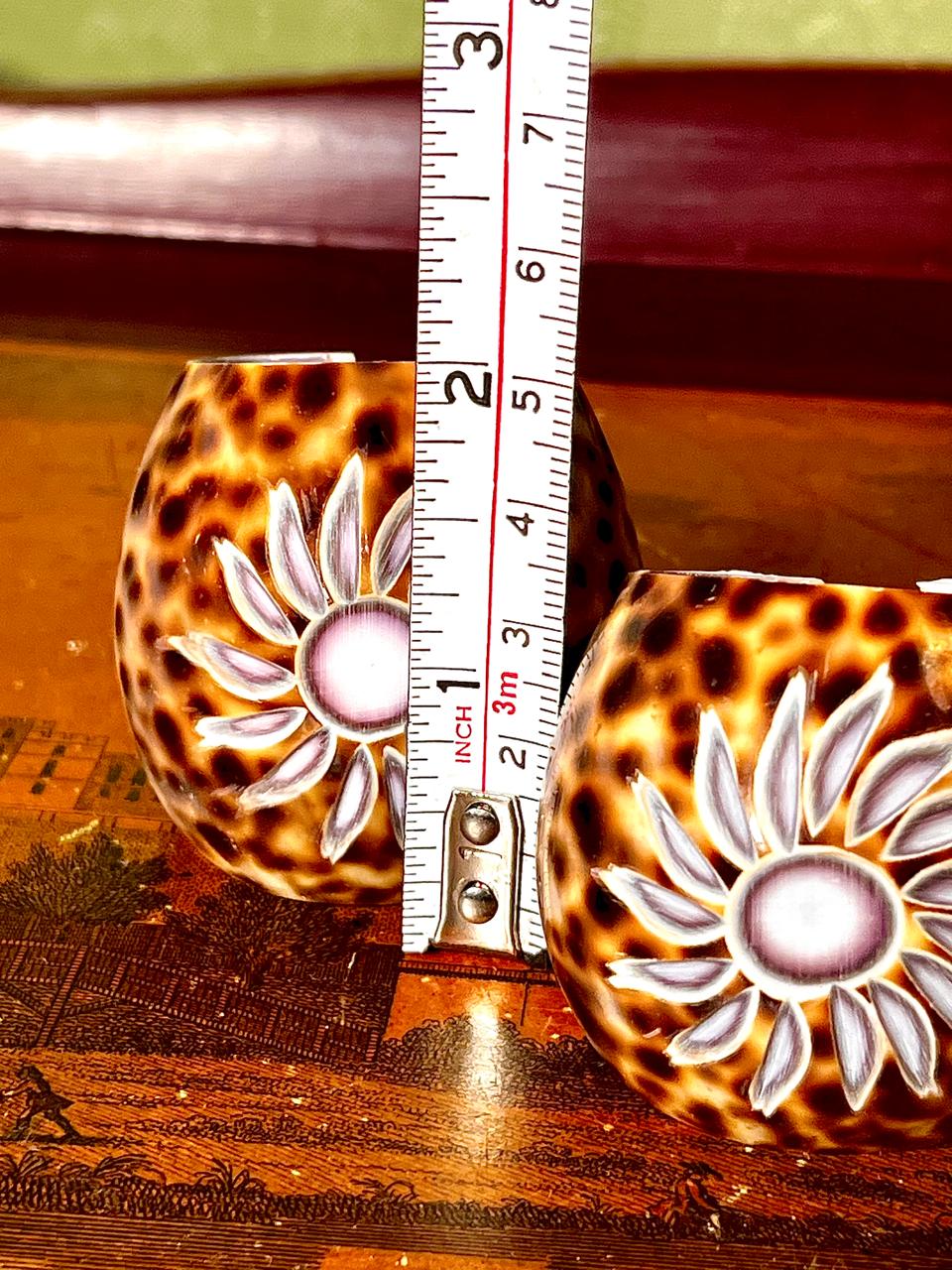 Vintage Floral Ceramic Vases Brown & Cream 2-Piece Set Approx. 2"