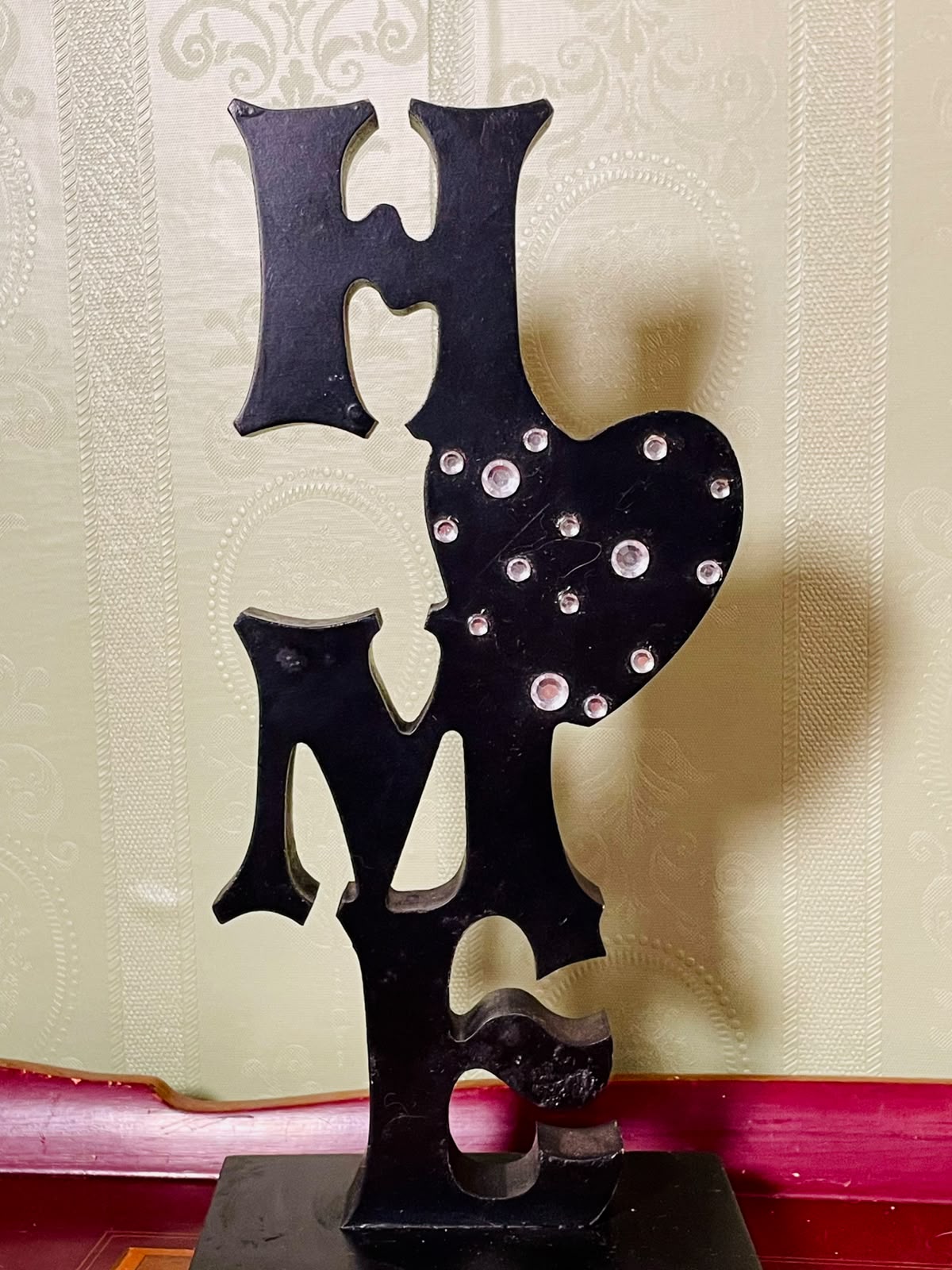 Black LOVE Heart Decorative Tabletop Ornament Approx. 11 Inch