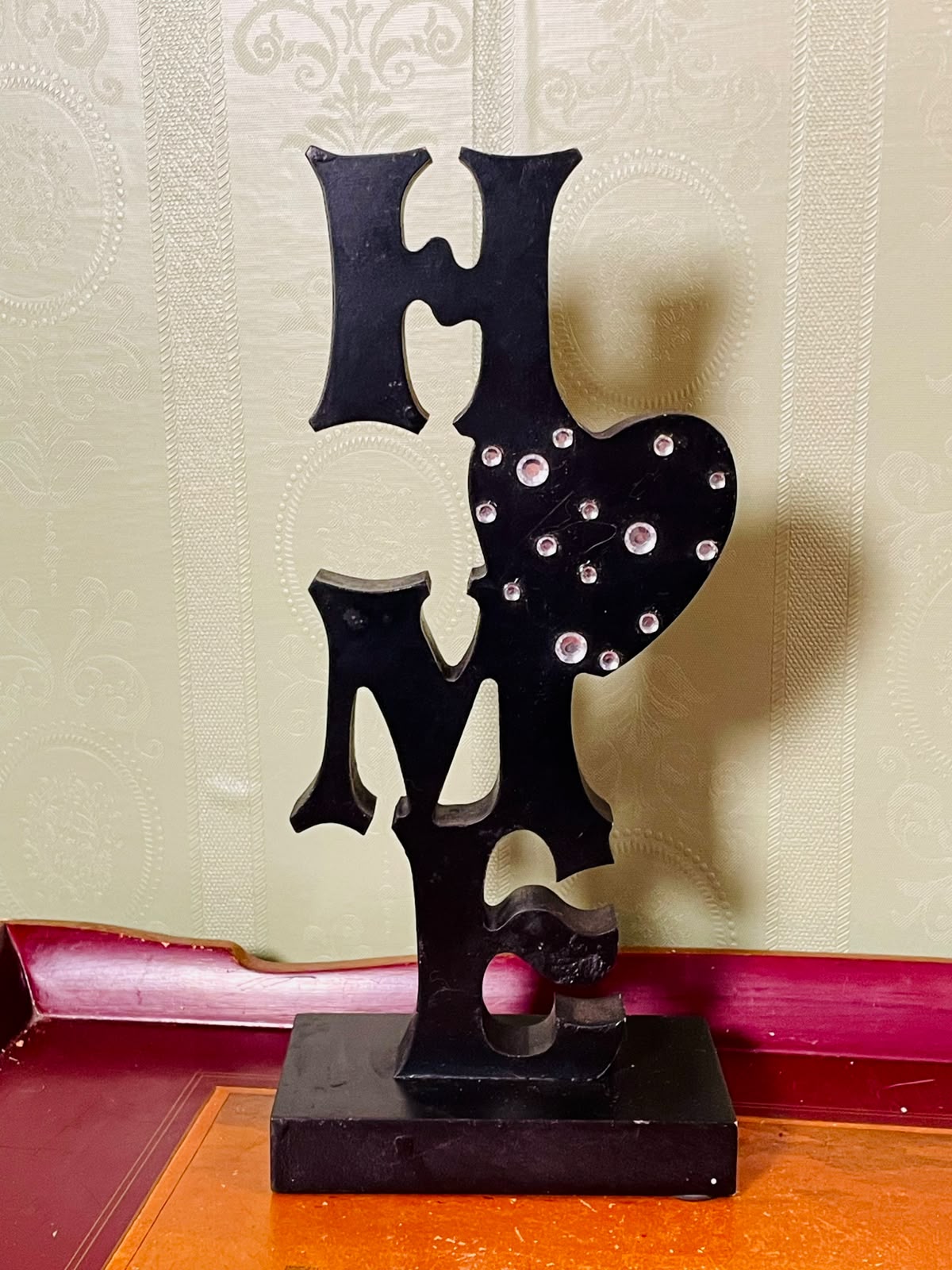 Black LOVE Heart Decorative Tabletop Ornament Approx. 11 Inch