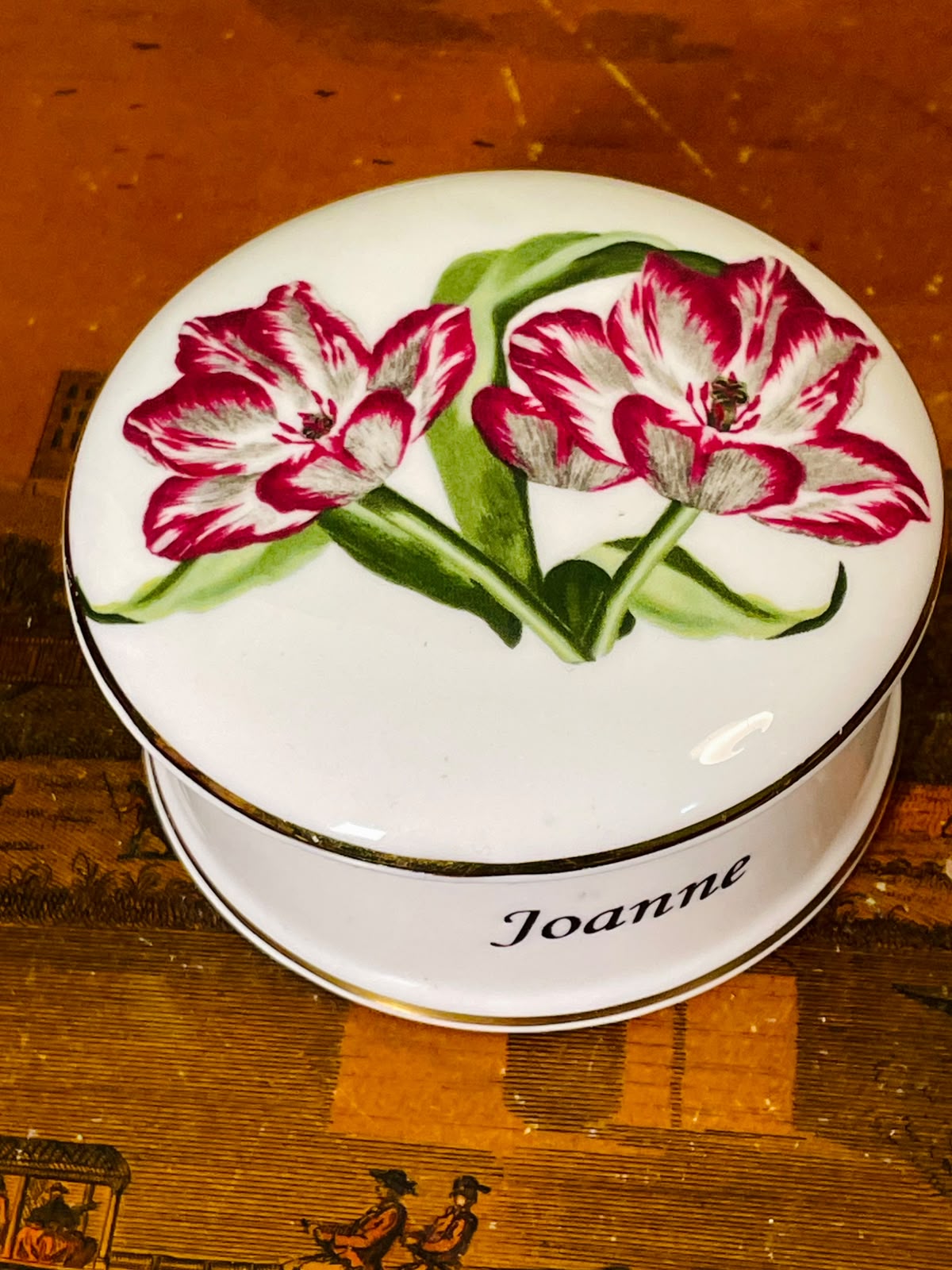 White Floral Trinkets box 9cm
