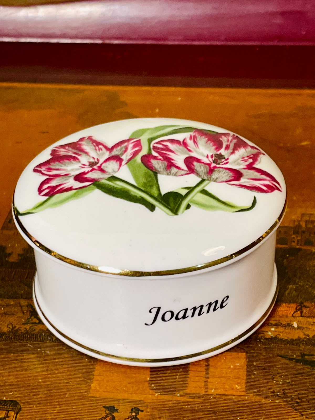 White Floral Trinkets box 9cm