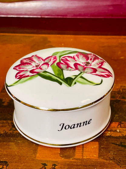 White Floral Trinkets box 9cm