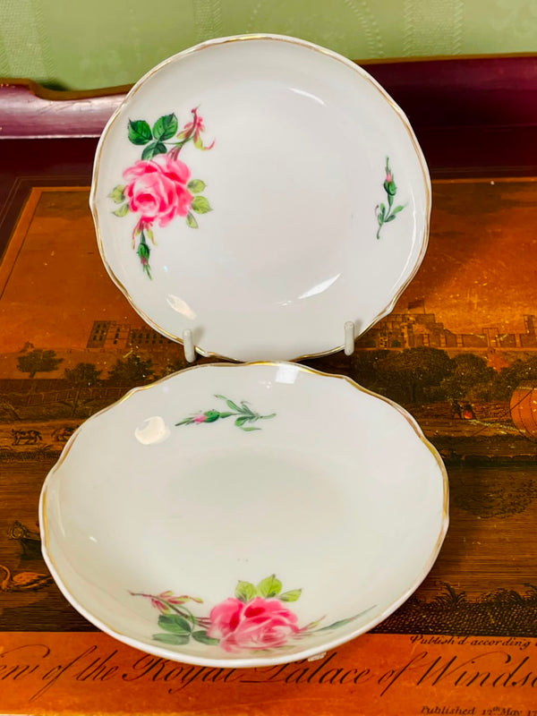 Vintage Floral Trinket Plates Set Made in England 12 cm 2 Pieces