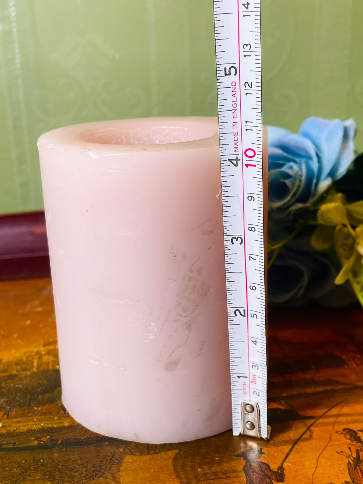 Weizenkorn Swiss Handmade Pale Pink Pillar Candle 10 cm