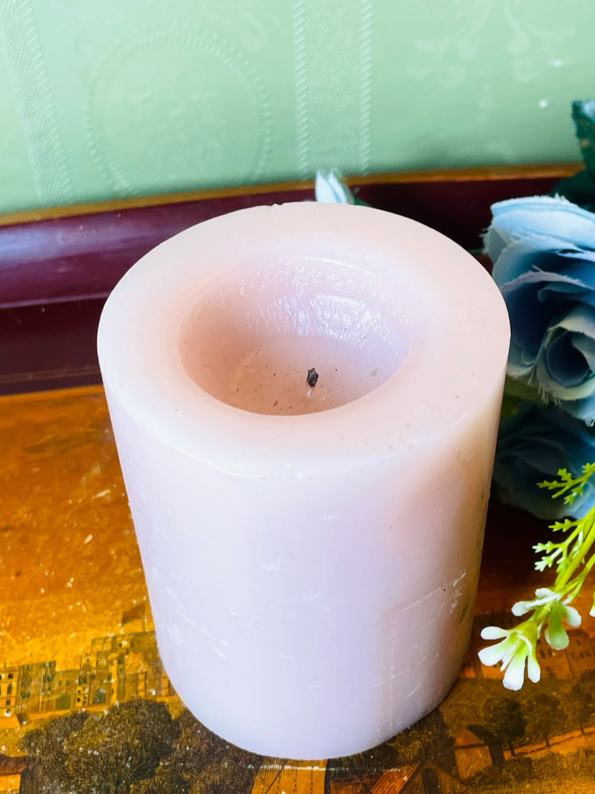 Weizenkorn Swiss Handmade Pale Pink Pillar Candle 10 cm
