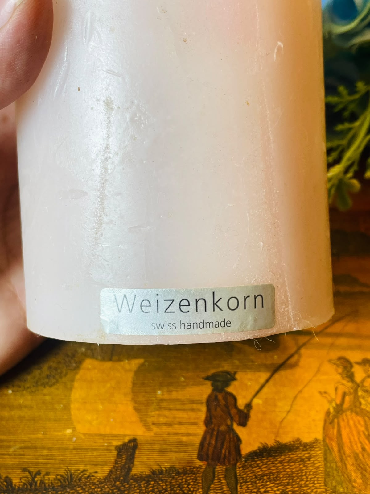 Weizenkorn Swiss Handmade Pale Pink Pillar Candle 10 cm
