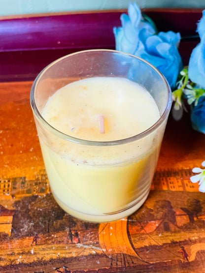 Yellow Wax Candle in Clear Crystal Tumbler 9 cm