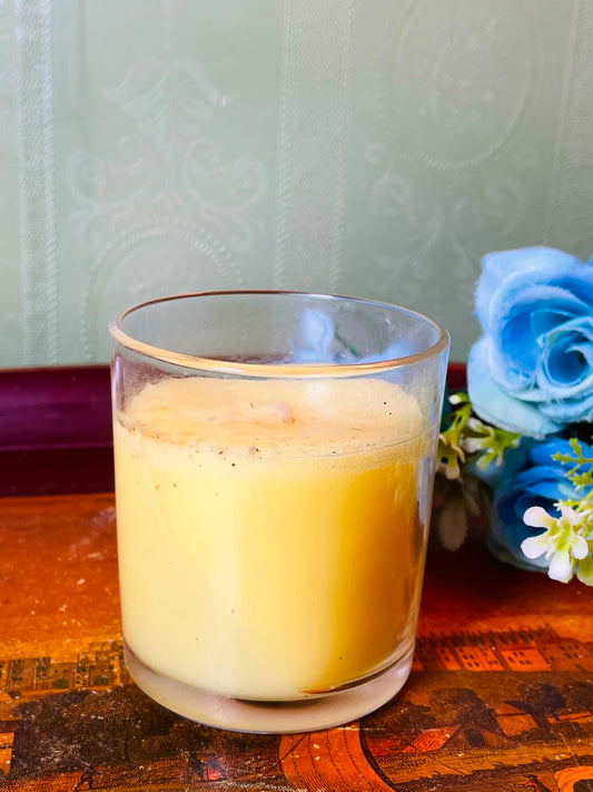 Yellow Wax Candle in Clear Crystal Tumbler 9 cm