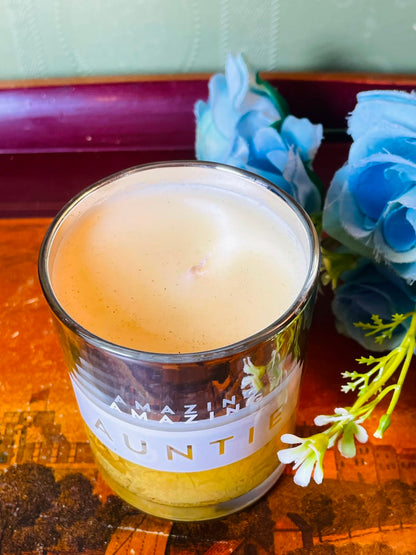 Amazing Auntie Yellow Candle in Clear Crystal Holder 9 cm