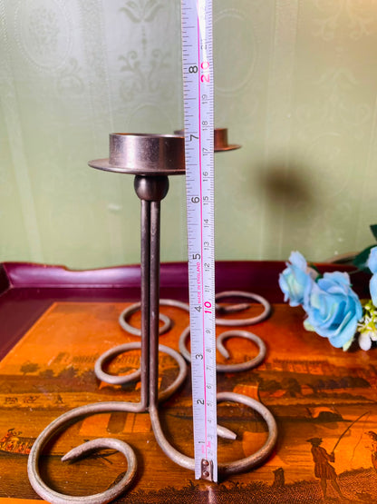 Pair of Metal Scroll Candle Holders 18 cm