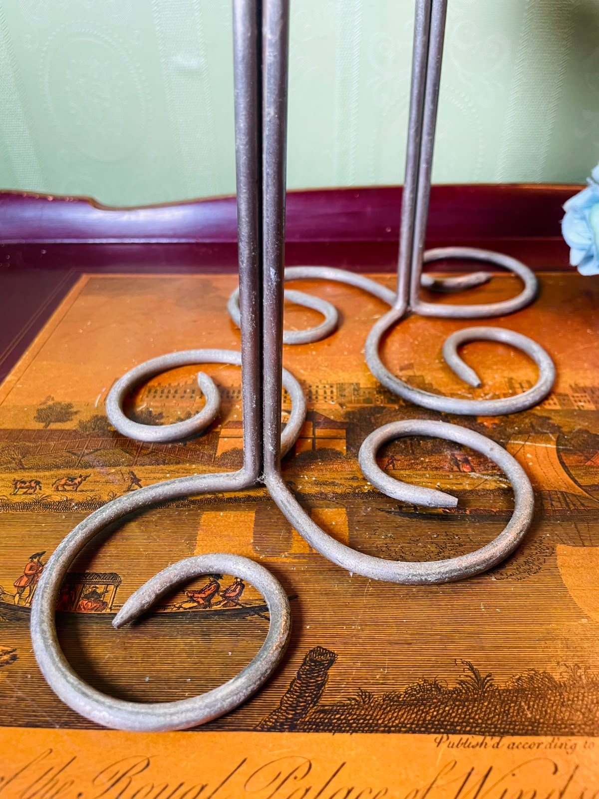 Pair of Metal Scroll Candle Holders 18 cm