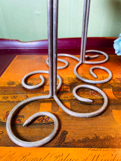 Pair of Metal Scroll Candle Holders 18 cm