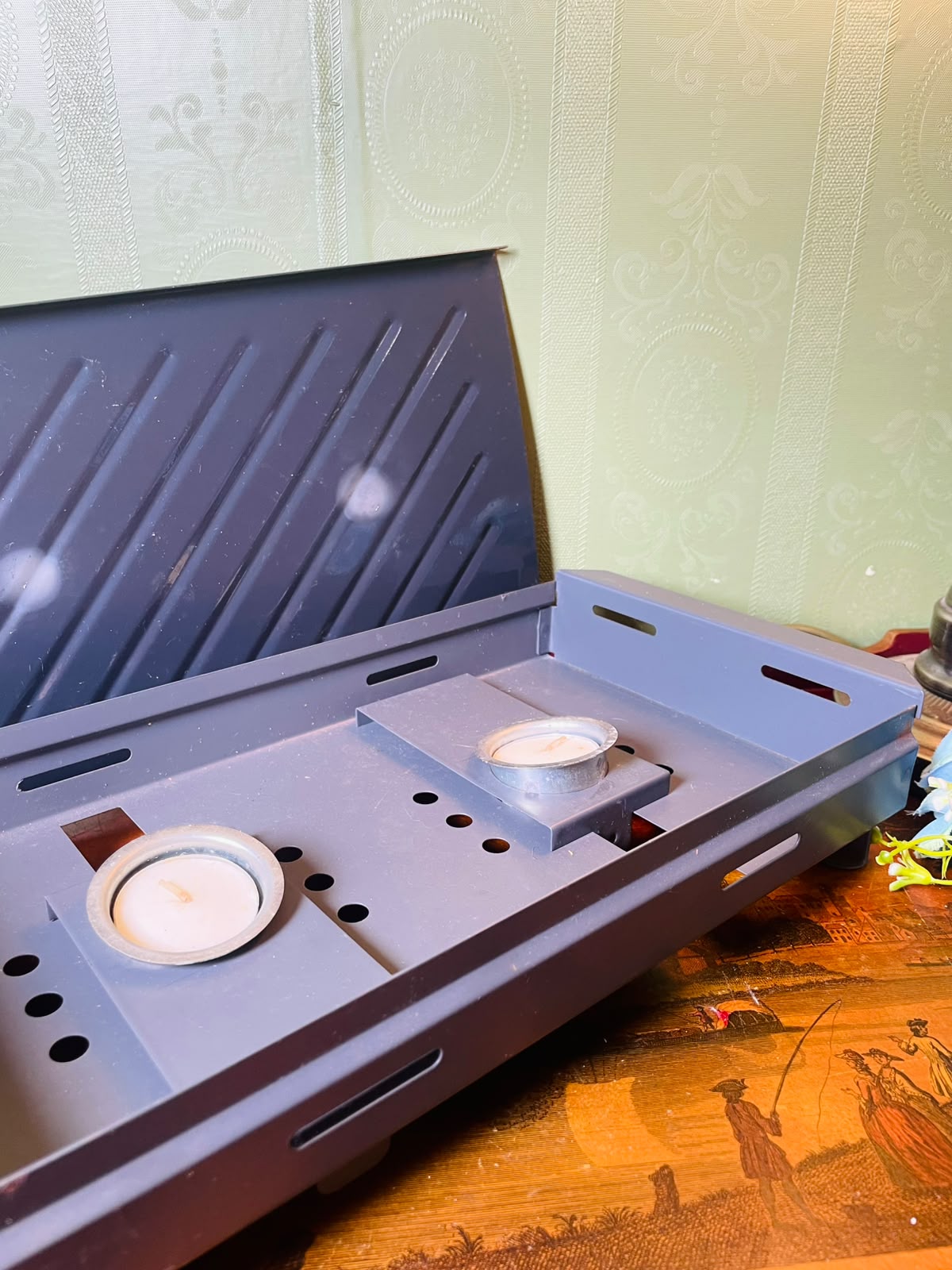Metal Dual Tealight Food Warming Tray 34 cm