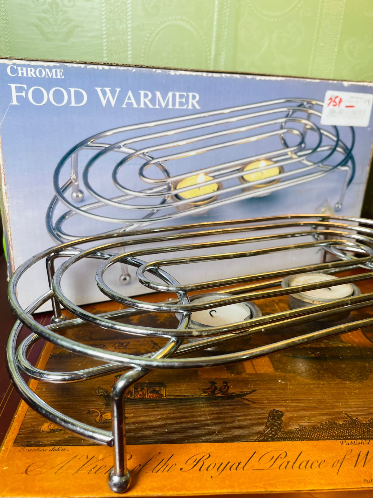 Apollo Chrome Dual Tealight Food Warmer 30 cm