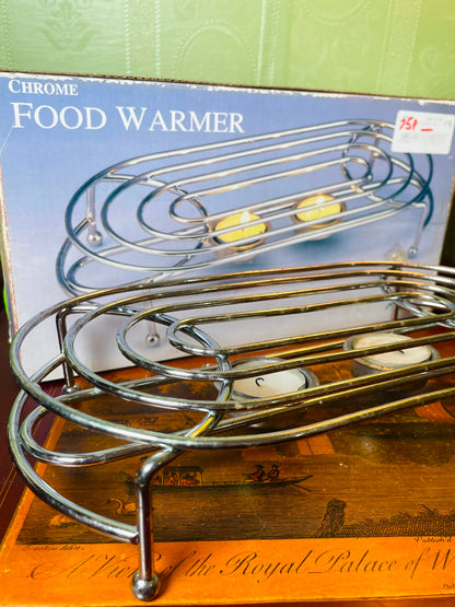 Apollo Chrome Dual Tealight Food Warmer 30 cm