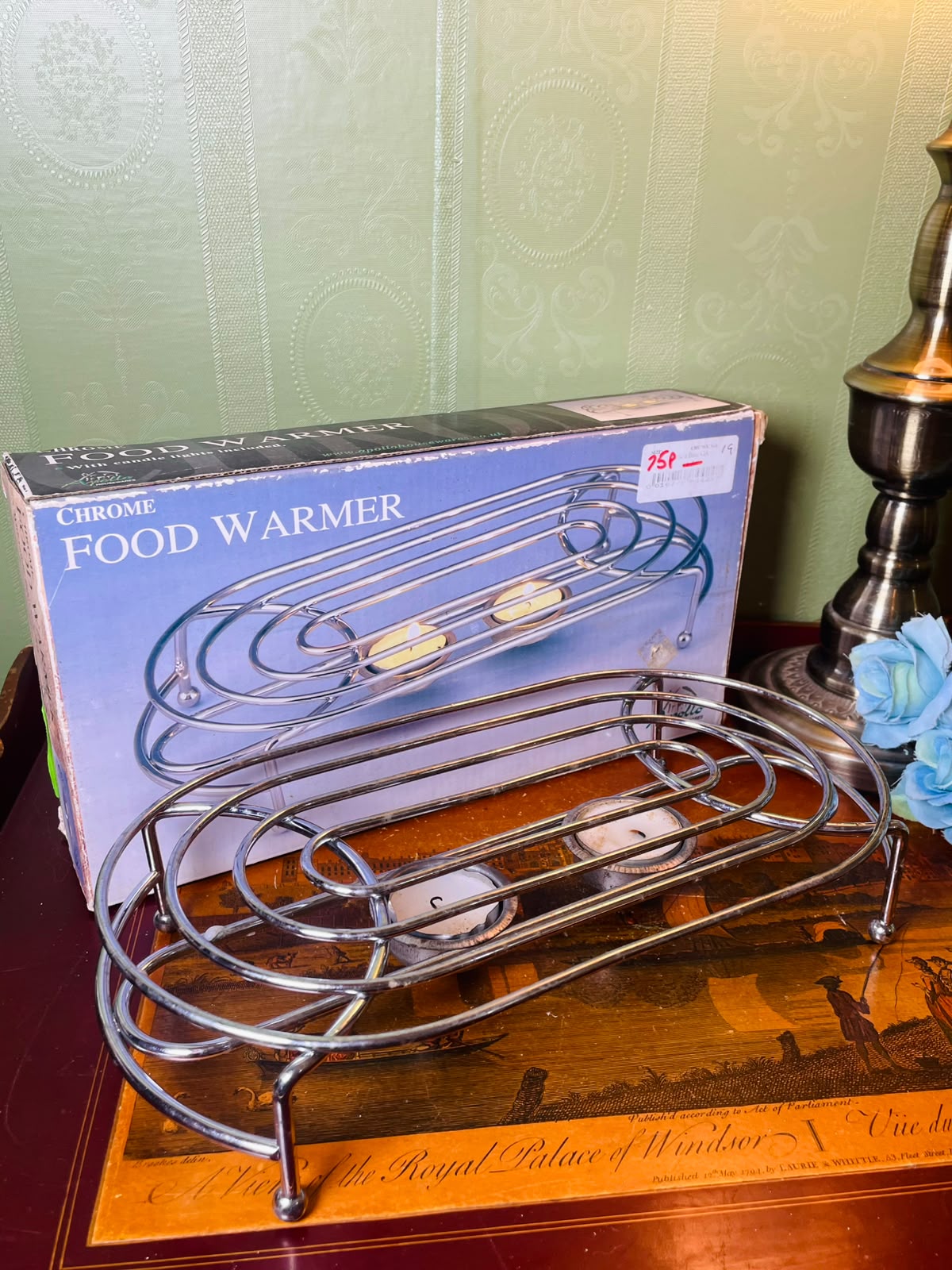 Apollo Chrome Dual Tealight Food Warmer 30 cm