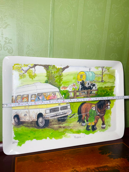 Vintage Country Farm Scene Serving Tray 46 x 31 cm
