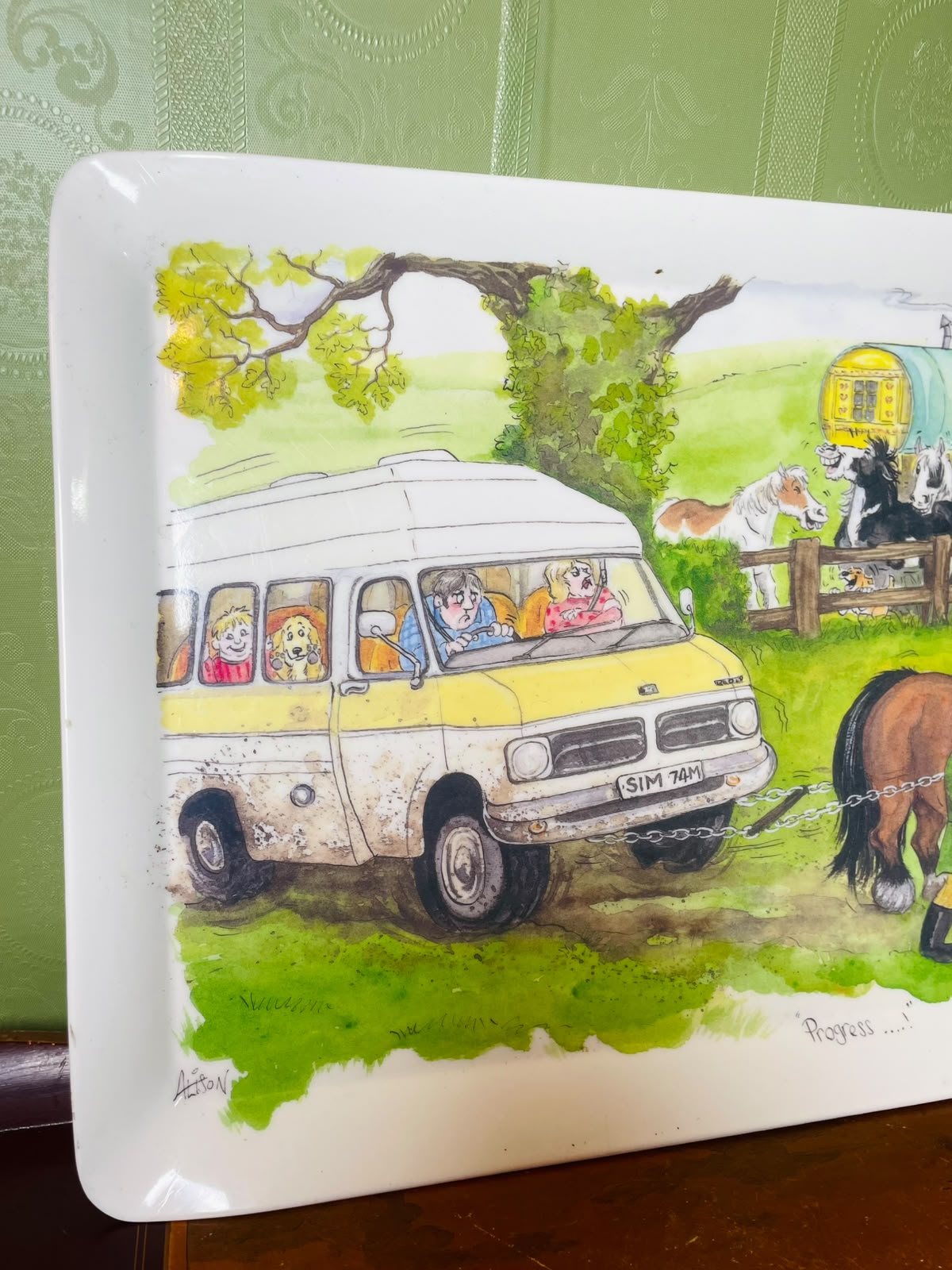 Vintage Country Farm Scene Serving Tray 46 x 31 cm