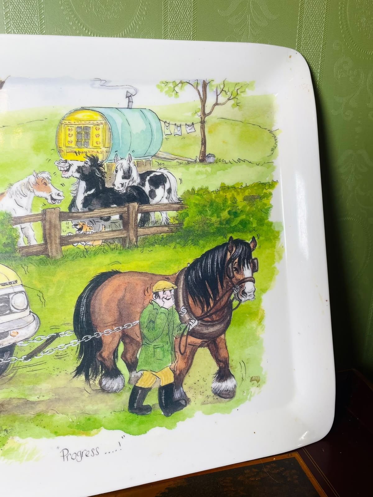 Vintage Country Farm Scene Serving Tray 46 x 31 cm