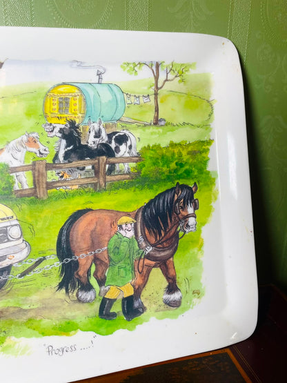 Vintage Country Farm Scene Serving Tray 46 x 31 cm