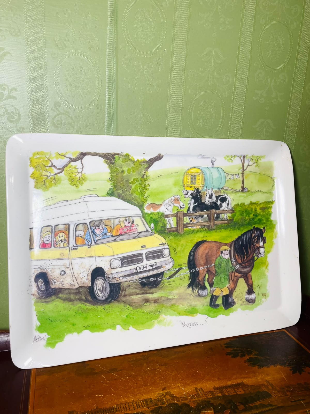 Vintage Country Farm Scene Serving Tray 46 x 31 cm
