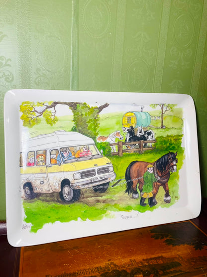 Vintage Country Farm Scene Serving Tray 46 x 31 cm