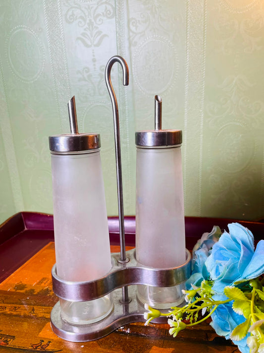 Vintage Crystal Oil & Vinegar Dispenser Set 3 Piece 21 cm