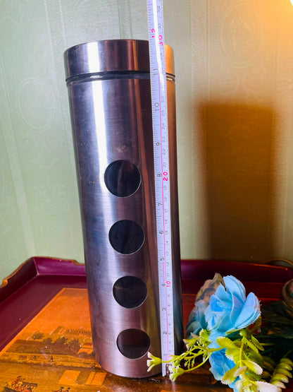 Vintage Stainless Steel Storage Canister with Windows 29 cm