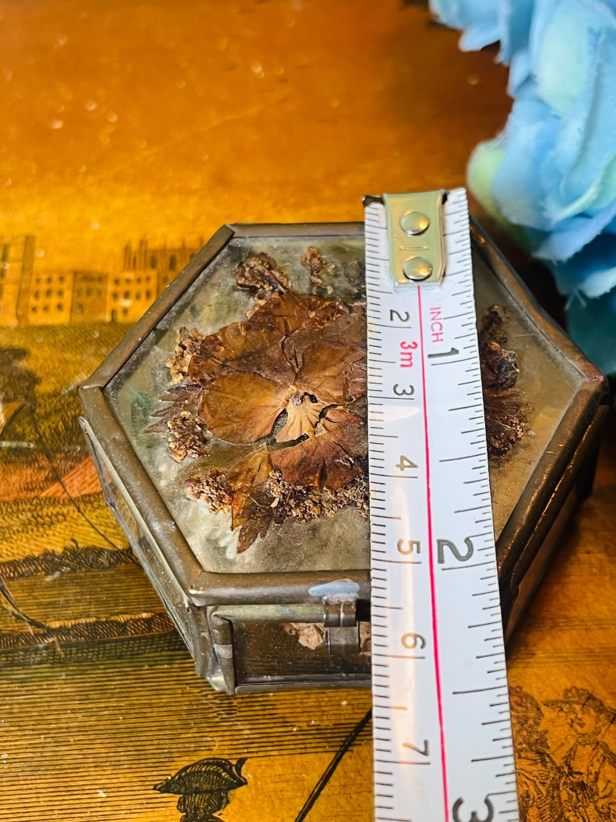 Vintage Hexagonal Floral Keepsake Box 15 cm