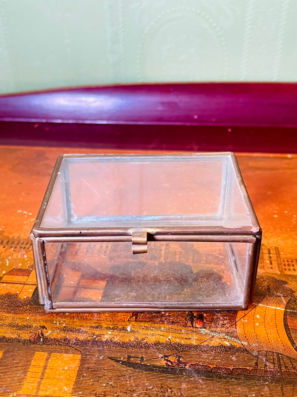 Vintage Rectangular Crystal Keepsake Box with Metal Frame 20 cm