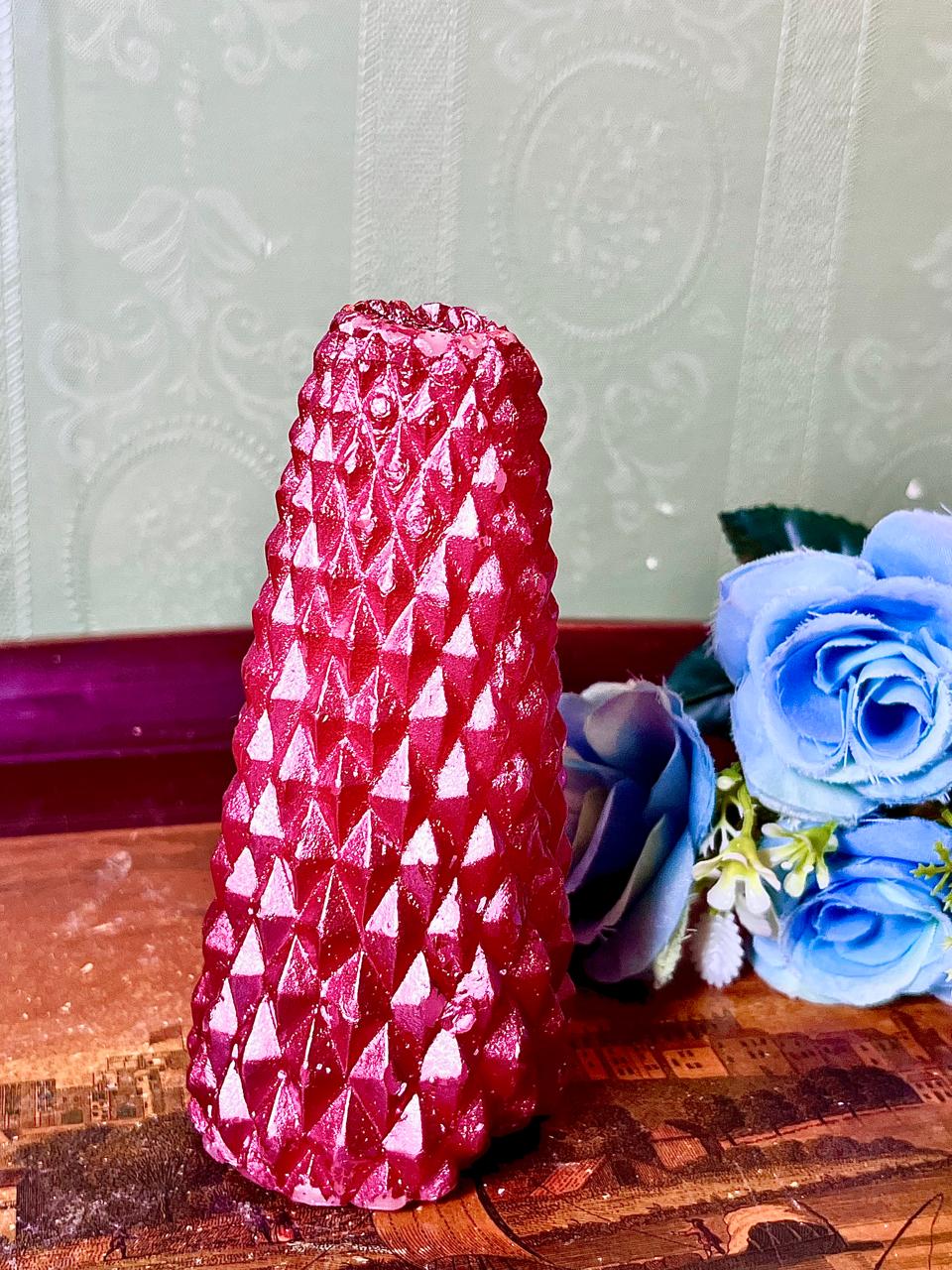 Vintage Red Textured Art Glass Vase 13 cm
