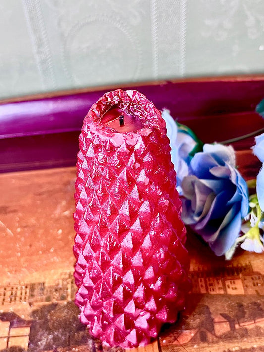 Vintage Red Textured Art Glass Vase 13 cm