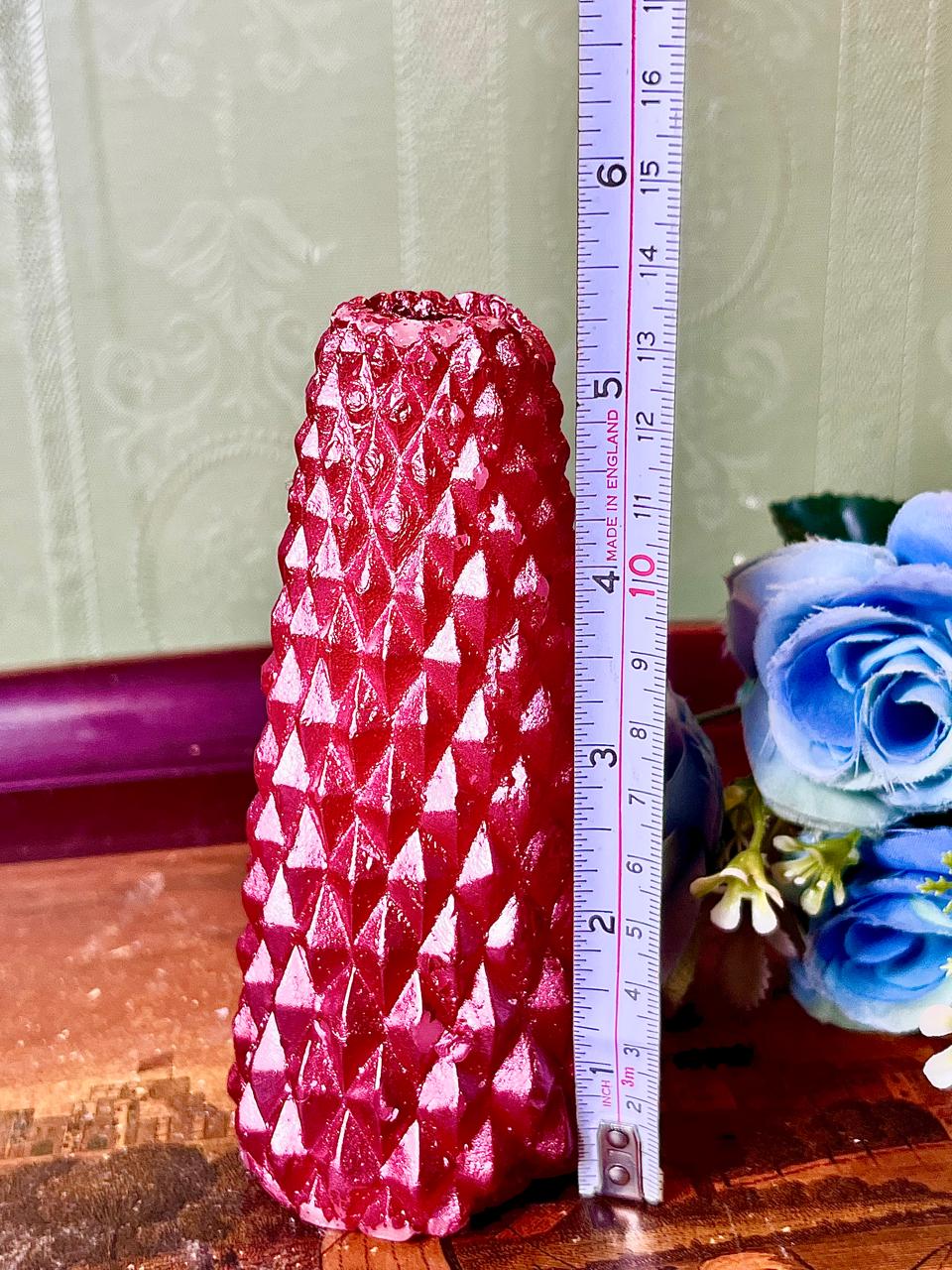 Vintage Red Textured Art Glass Vase 13 cm