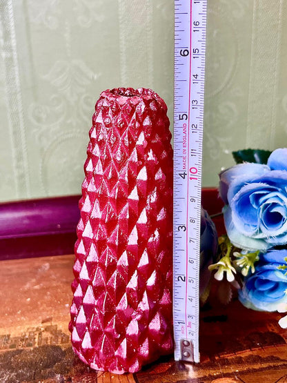 Vintage Red Textured Art Glass Vase 13 cm