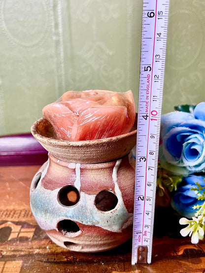 Vintage Ceramic Wax Melt Burner Brown Blue 10 cm