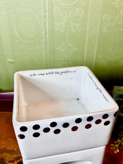White Ceramic Wax Melt Burner Polka Dot Design 14 cm