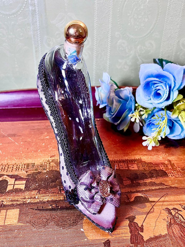 Vintage Crystal Perfume Bottle High Heel Shoe Decor 16 cm