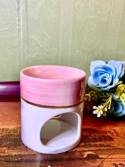 Pink & White Ceramic Wax Melt Burner 10cm