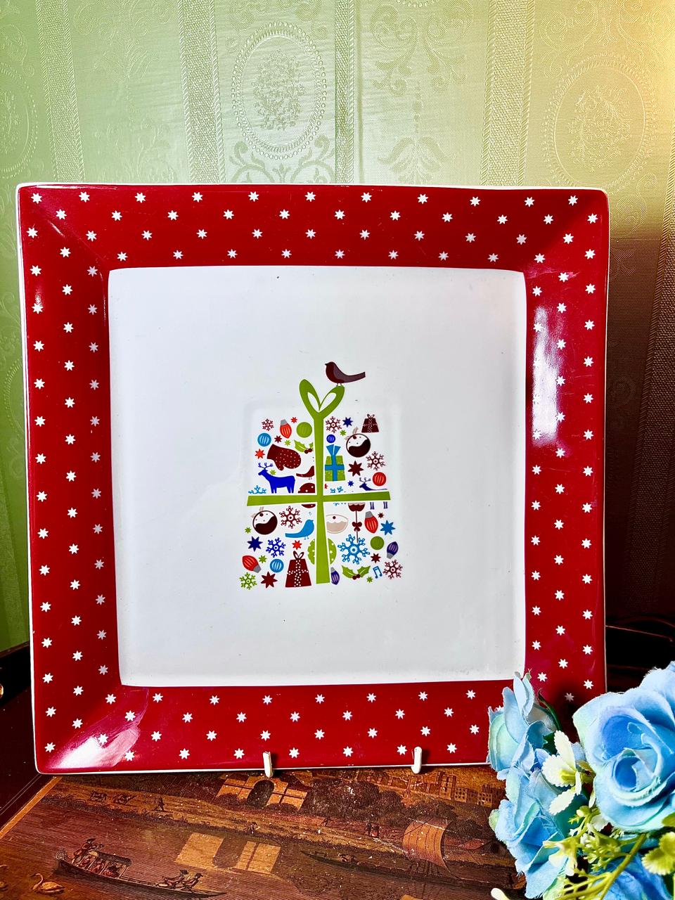 John Lewis Christmas Large Square Serving Platter 30 cm