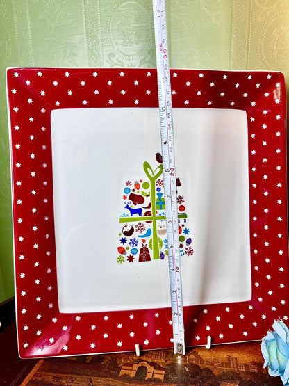 John Lewis Christmas Large Square Serving Platter 30 cm