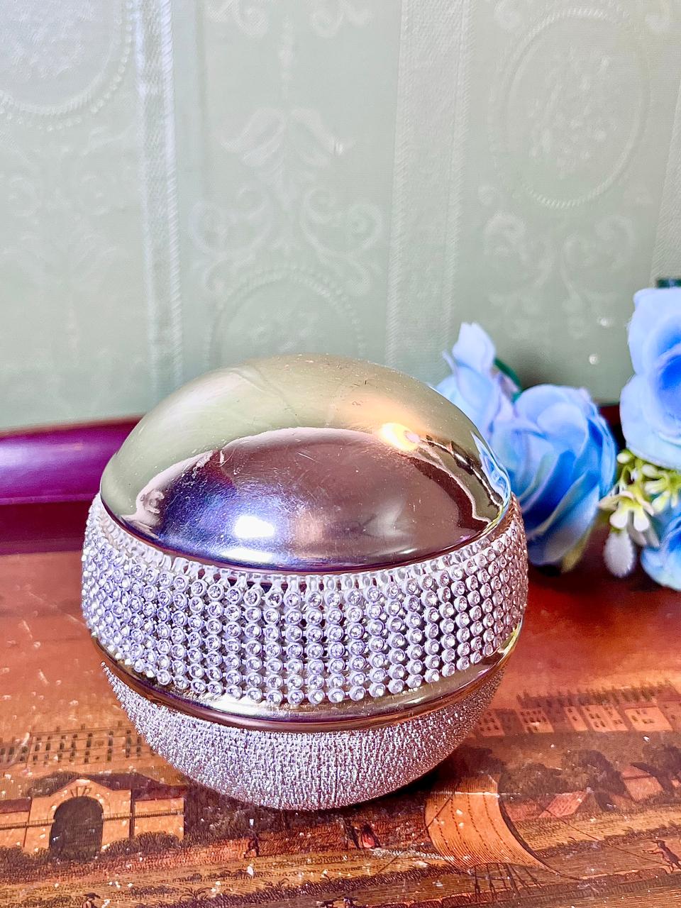 Silver & Gold-Tone Decorative Lidded Jar 4 Inch